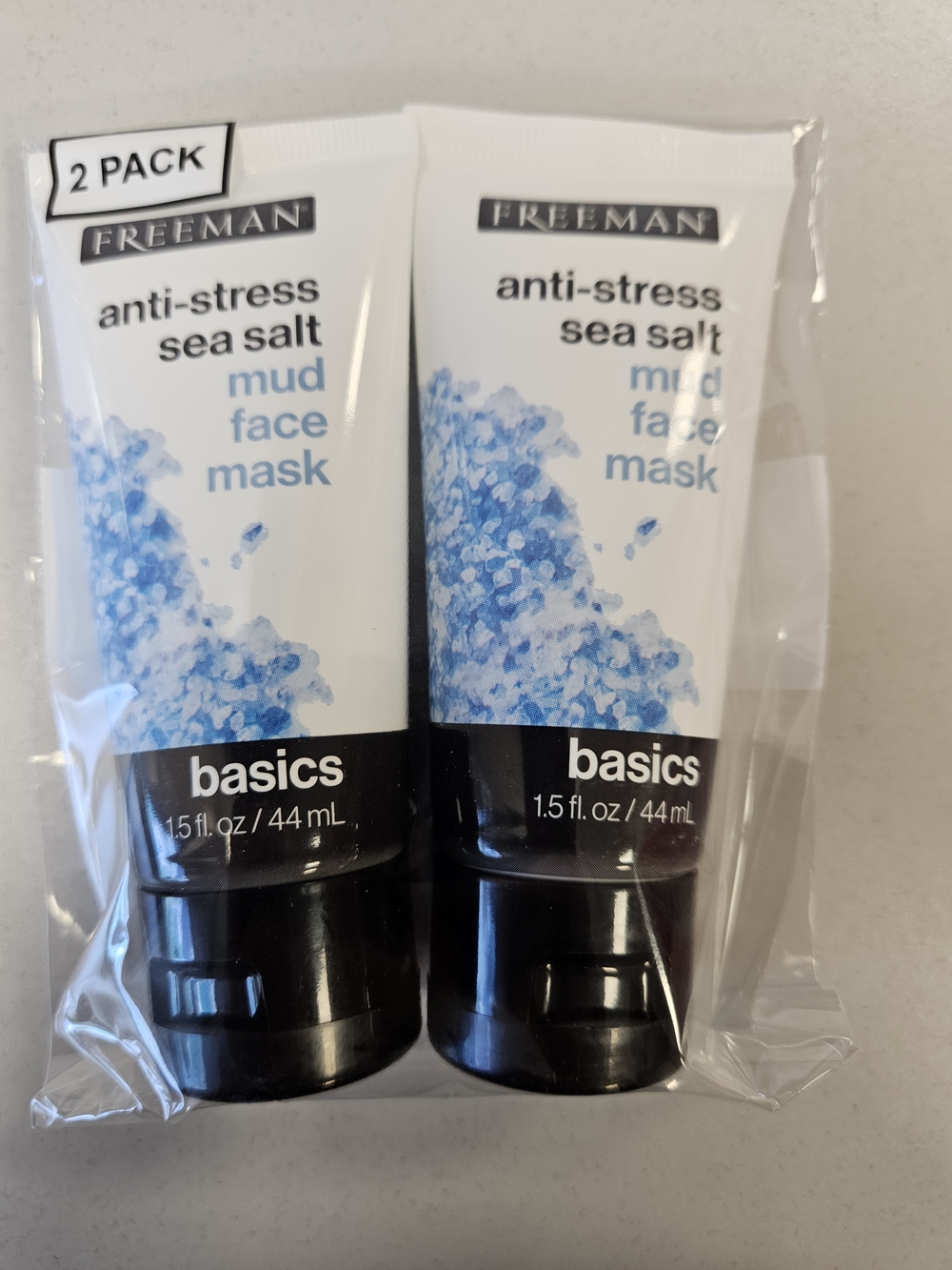 Basics Anti-Stress Sea Salt Mud Face Mask - Blue (2 Pack)